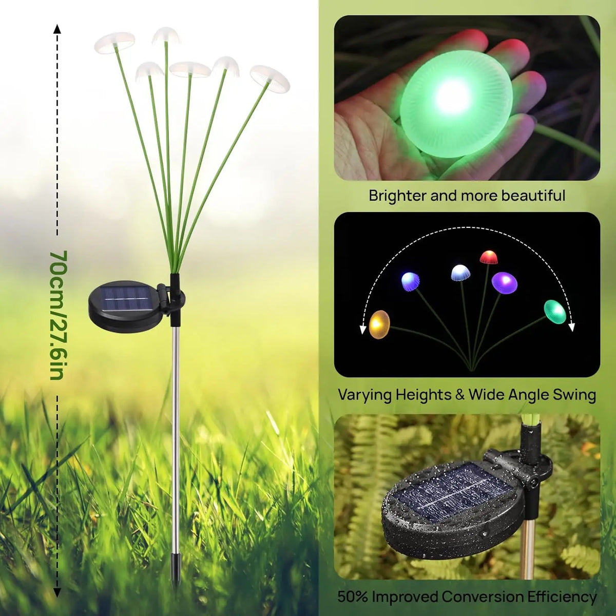 Whimsical Solar Garden Light Duo with 6 Dancing Caps