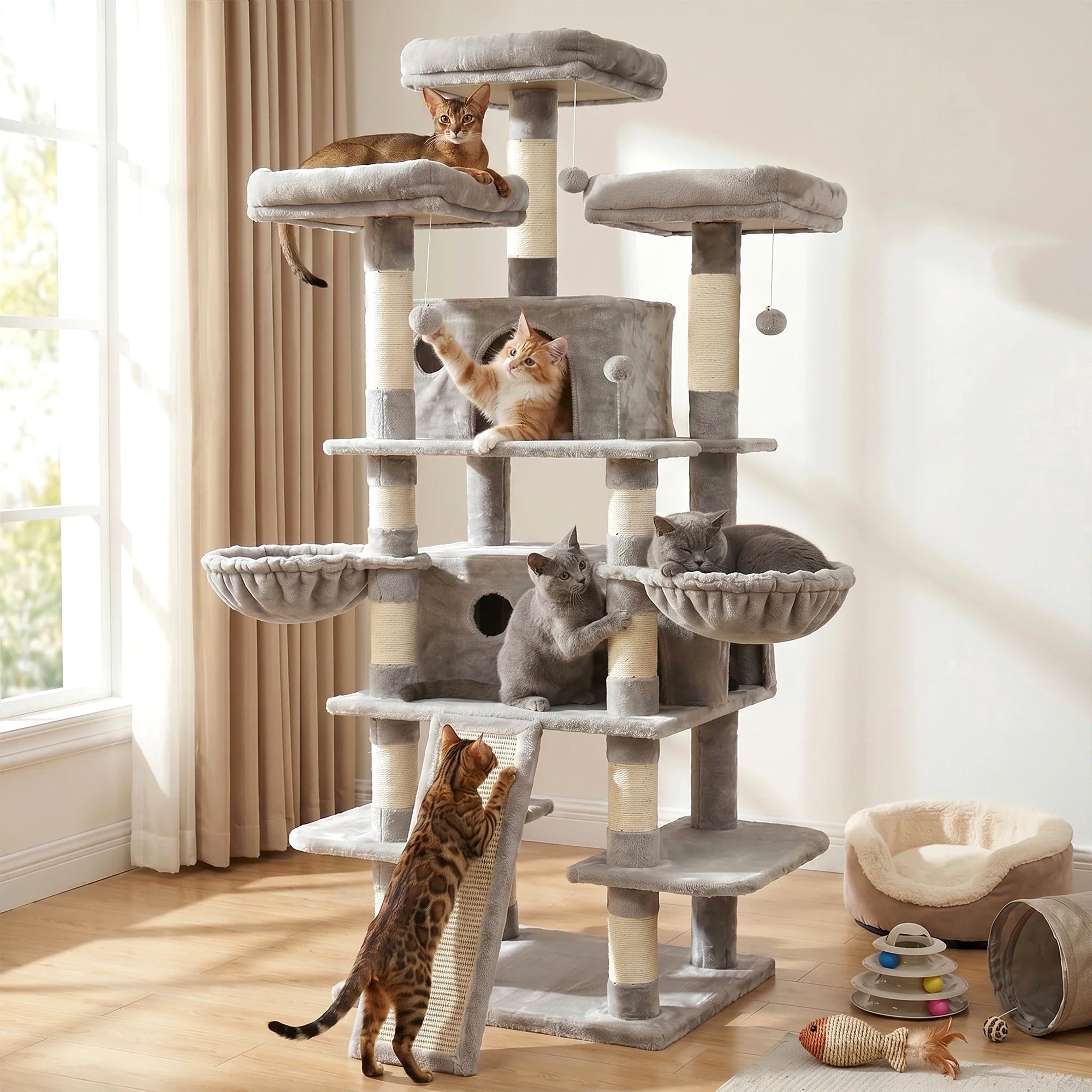 Feline Haven 4-Level Cat Tower | Spacious Indoor Climbing Structure