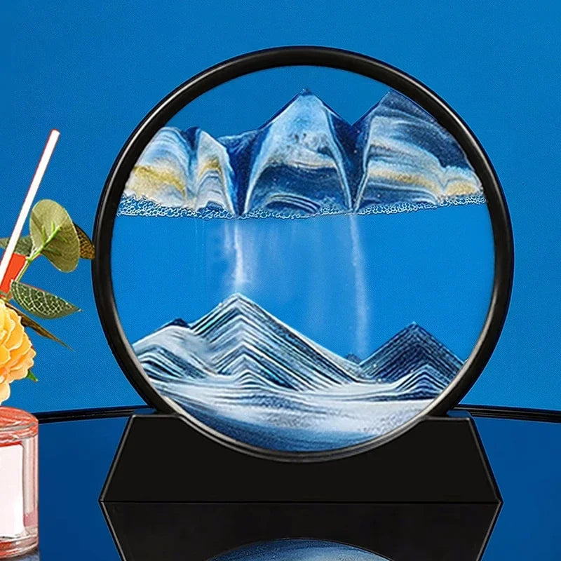 AquaFlow 3D Sand Art Display – Serene Ocean-Inspired Decor