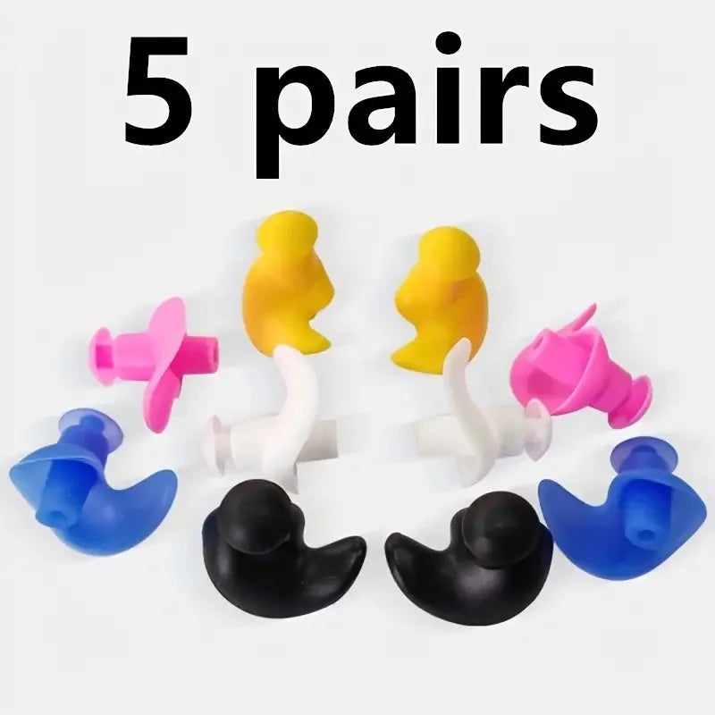 AquaGuard Silicone Earplugs – 5 Pairs for Ultimate Comfort