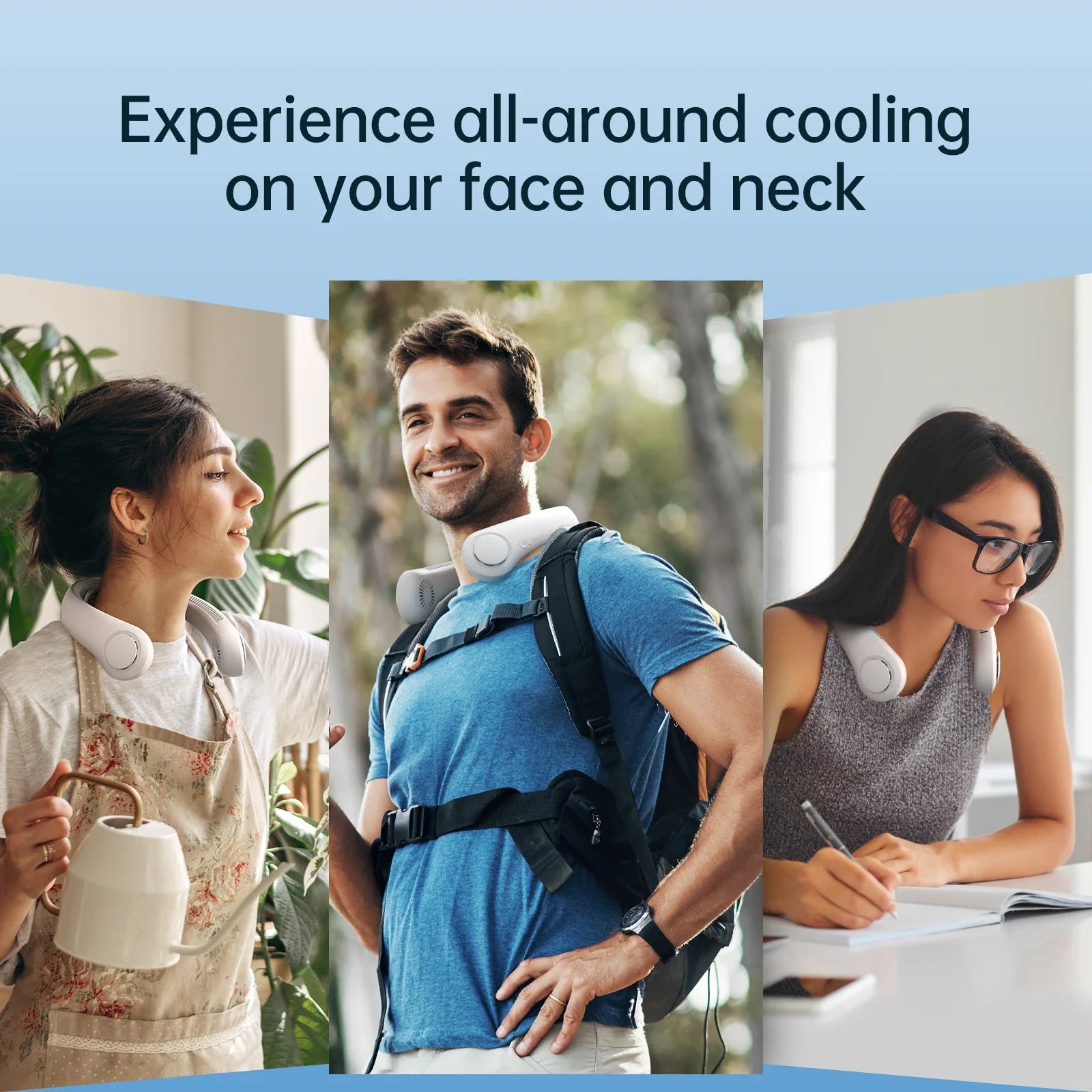 BreezeBuddy Rechargeable Neck Fan | Hands-Free Cooling Solution with 5000mAh Battery and 5 Speed Options