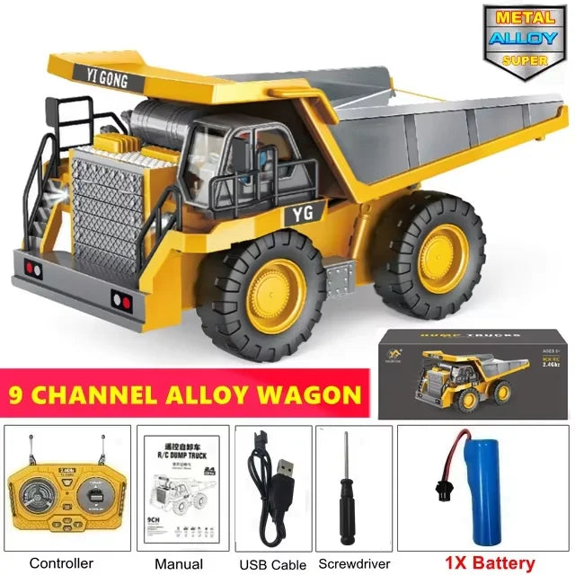 Alloy 4WD Remote-Controlled Excavator & Dump Truck Set