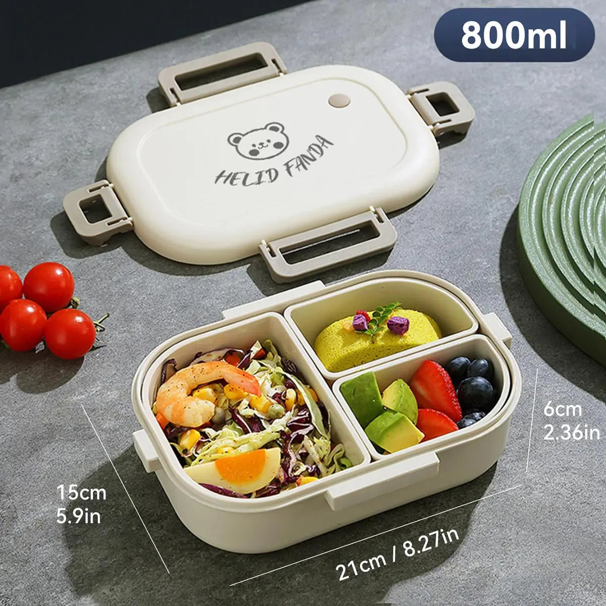 SmartLunch Organizer – 800ml, Three-Section Leak-Resistant Container