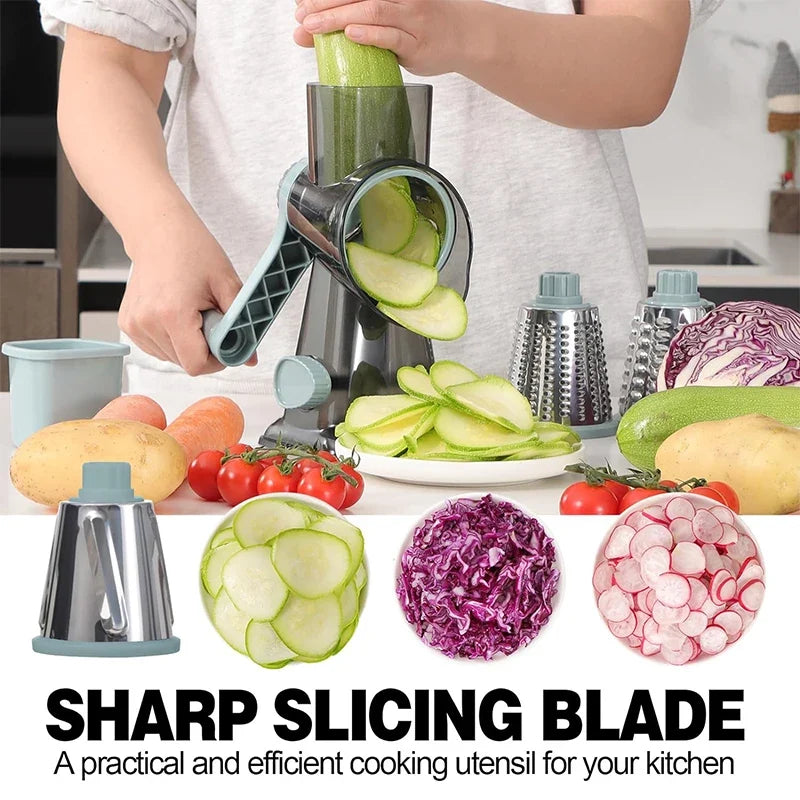 TriGrate 3-in-1 Manual Cheese Grater & Vegetable Slicer
