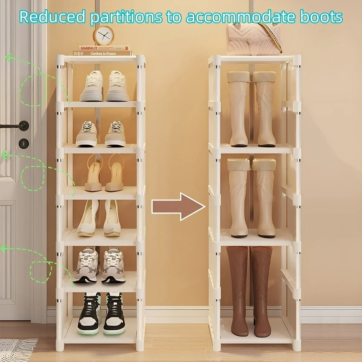 Metal Shoe Rack with 6/8 Tiers – Space-Saving Design