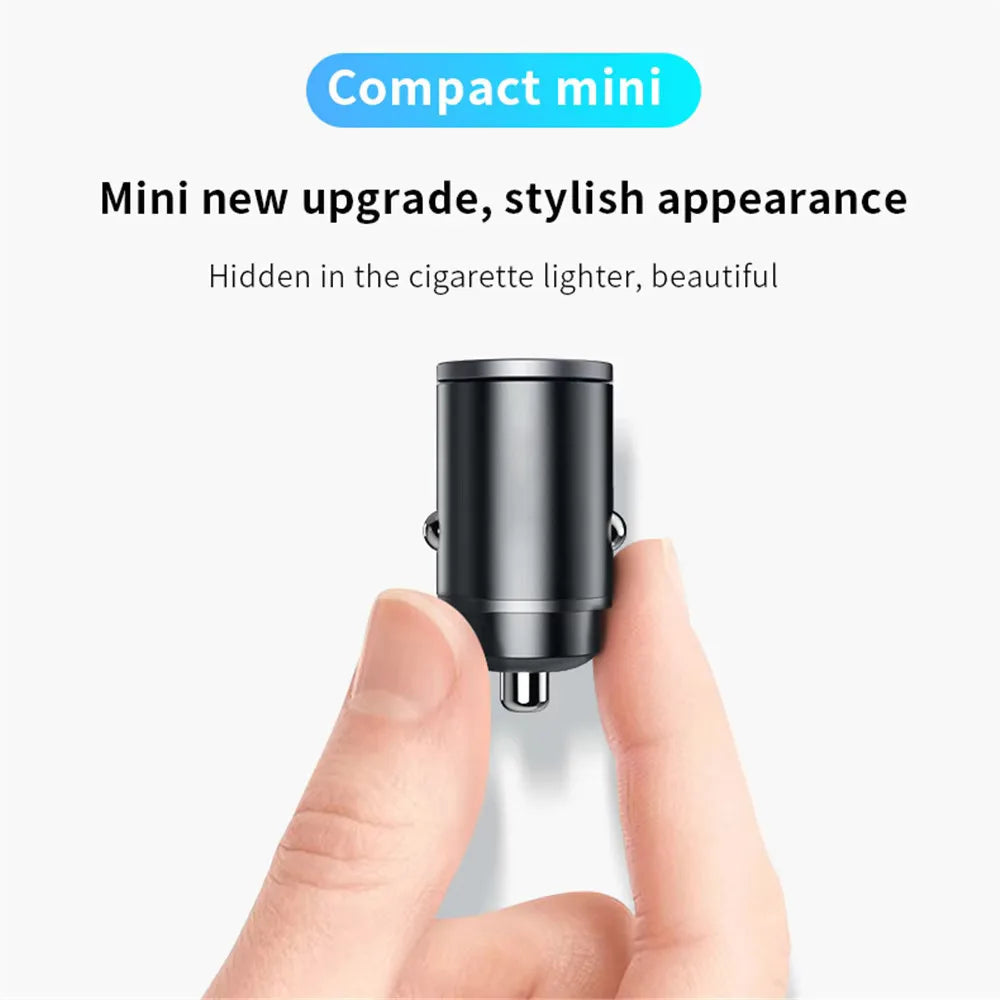 Compact Alloy USB-C Car Charger with Fast Charging Technology