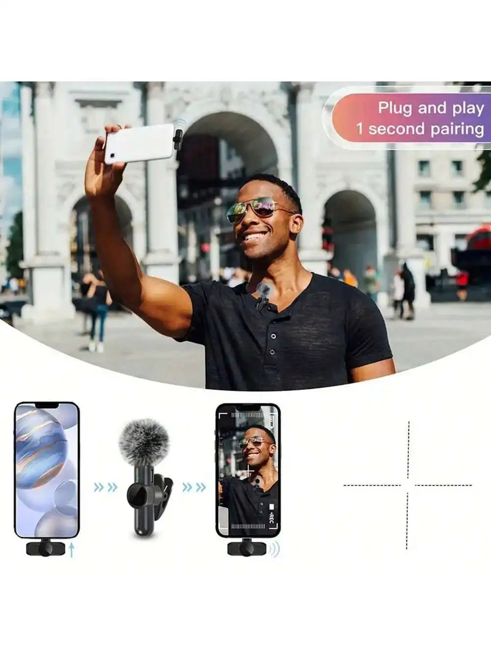 Clip-On Wireless Microphone – Portable Lapel Mic for Mobile Audio