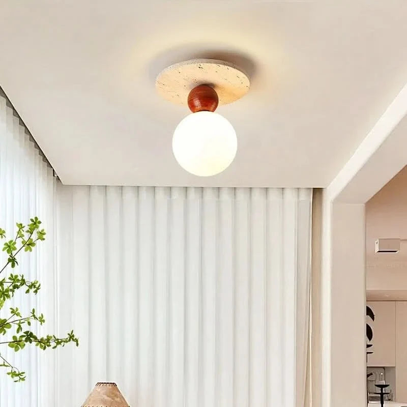 AuraGlow – Elegant Travertine-Style Ceiling Fixture for Modern Spaces