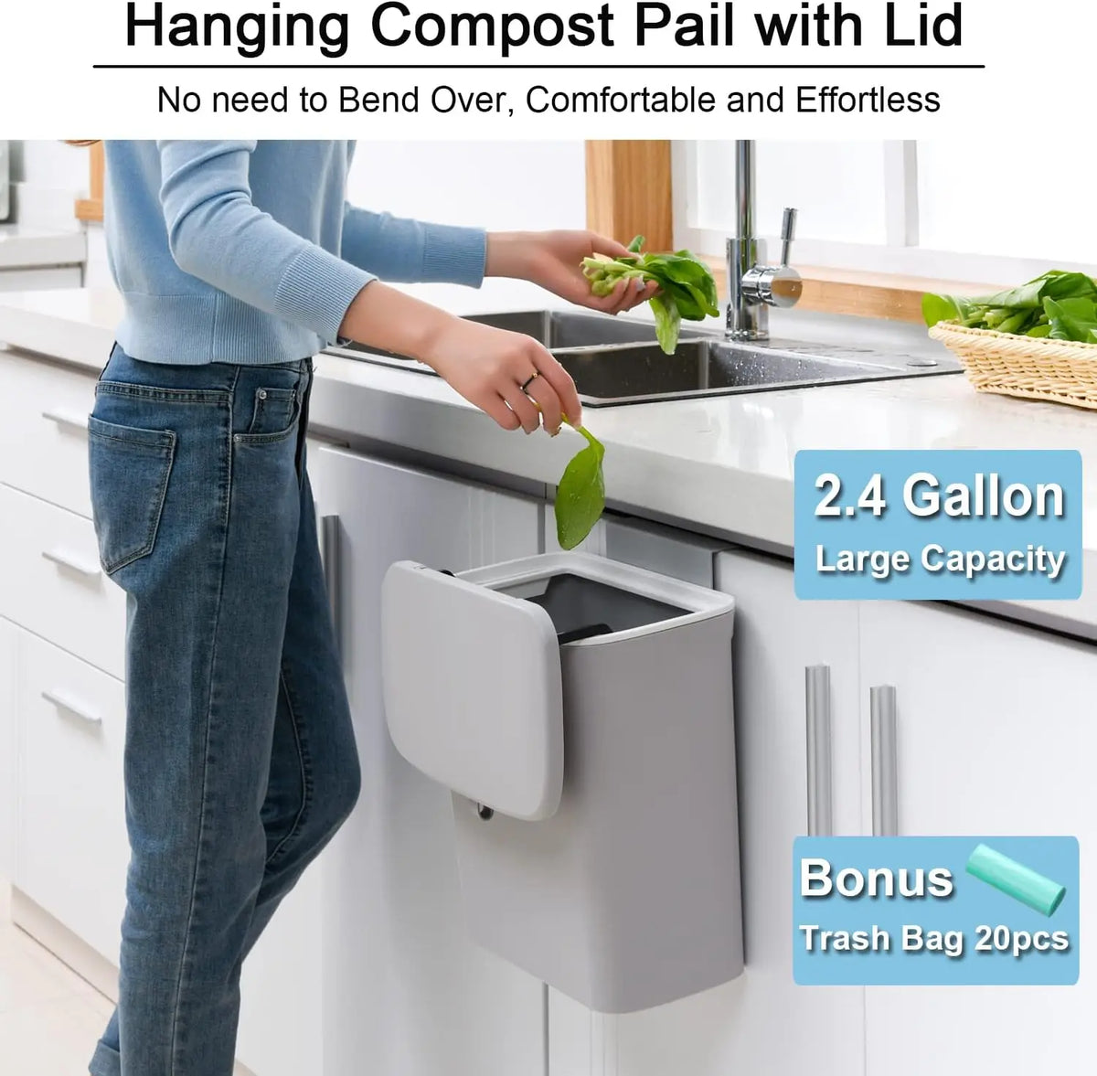 EcoSmart 2.4 Gallon Kitchen Compost Container with Lid