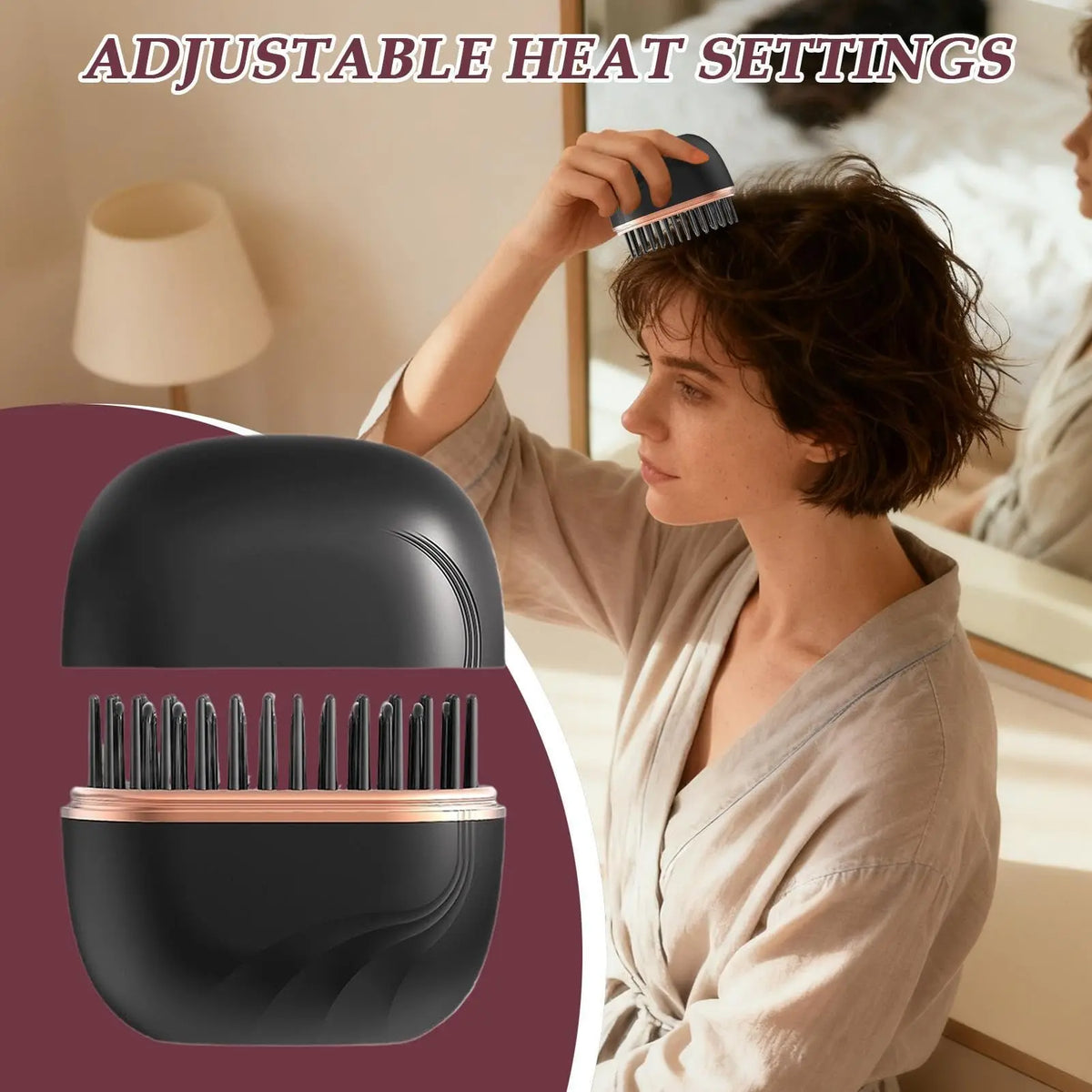 TravelSmart Mini Heated Brush – Rechargeable Hair Straightener