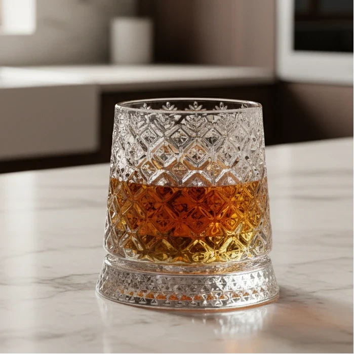 SpindleWave – Elegant Spinning Whisky Glass for Stylish Sips