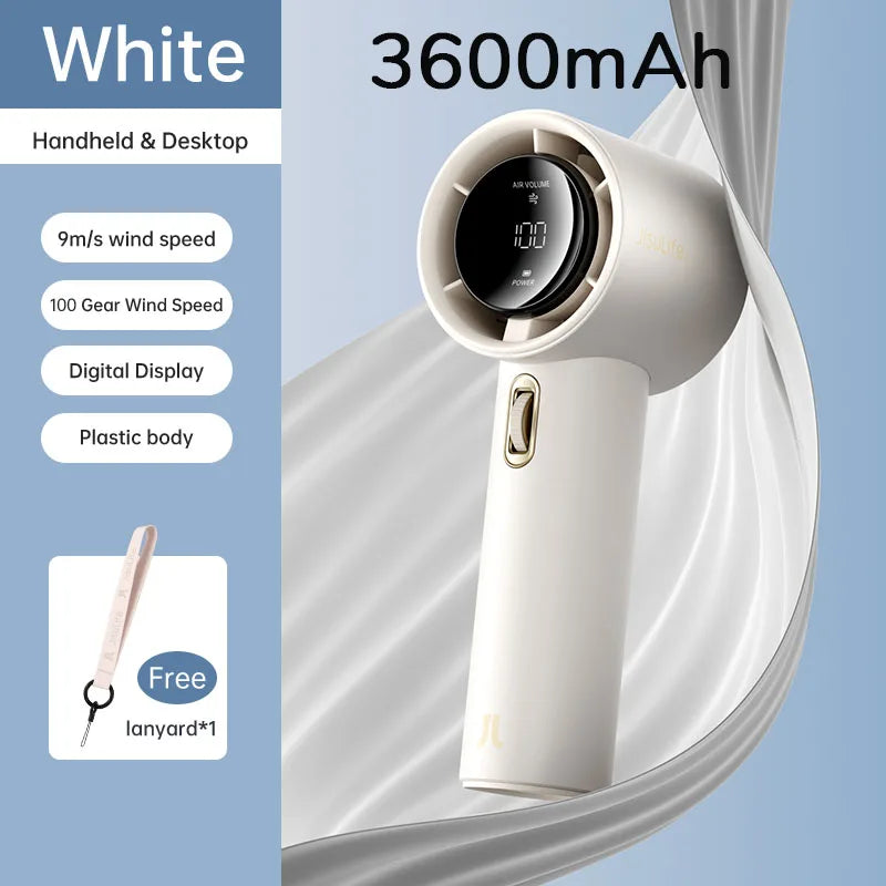 BreezeBuddy Mini Handheld Fan | Rechargeable & Ultra-Portable with 100 Speed Settings
