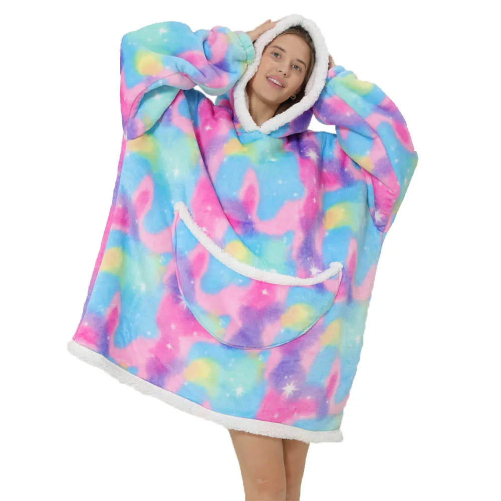 Hooded Fleece Blanket with Pockets – Extra Large Cozy Throw