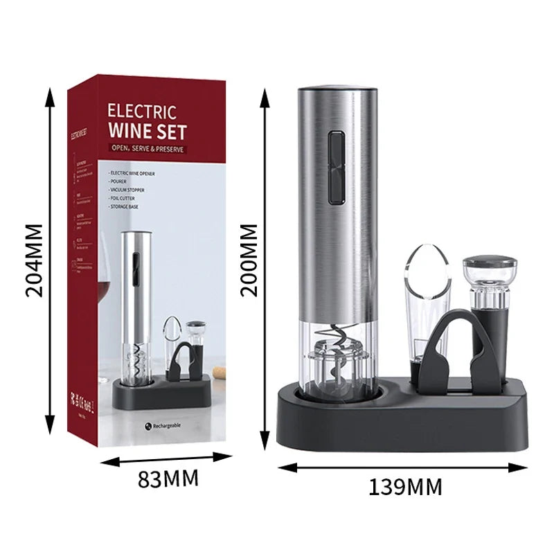 VinoMaster 4-in-1 Rechargeable Electric Wine Opener Set