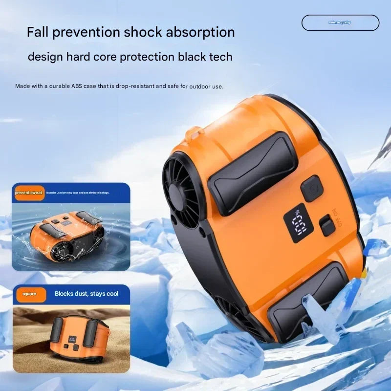 Neck and Waist Fan with Dual Air Outlets for Outdoor Use