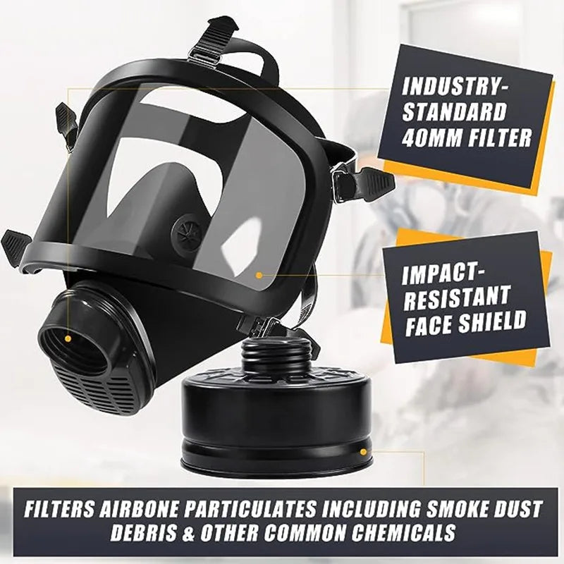 AegisShield Full Face Respirator – Reusable Safety Mask with Adjustable Straps and Replaceable Filters