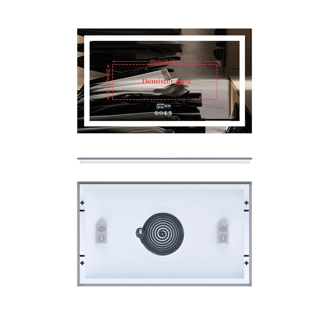 SmartGlow Bluetooth LED Bathroom Mirror 100x60cm – Anti-Fog Lighted Design