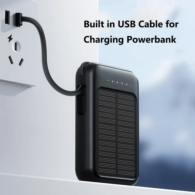 EcoCharge 200000mAh Solar Power Bank with Integrated Cables