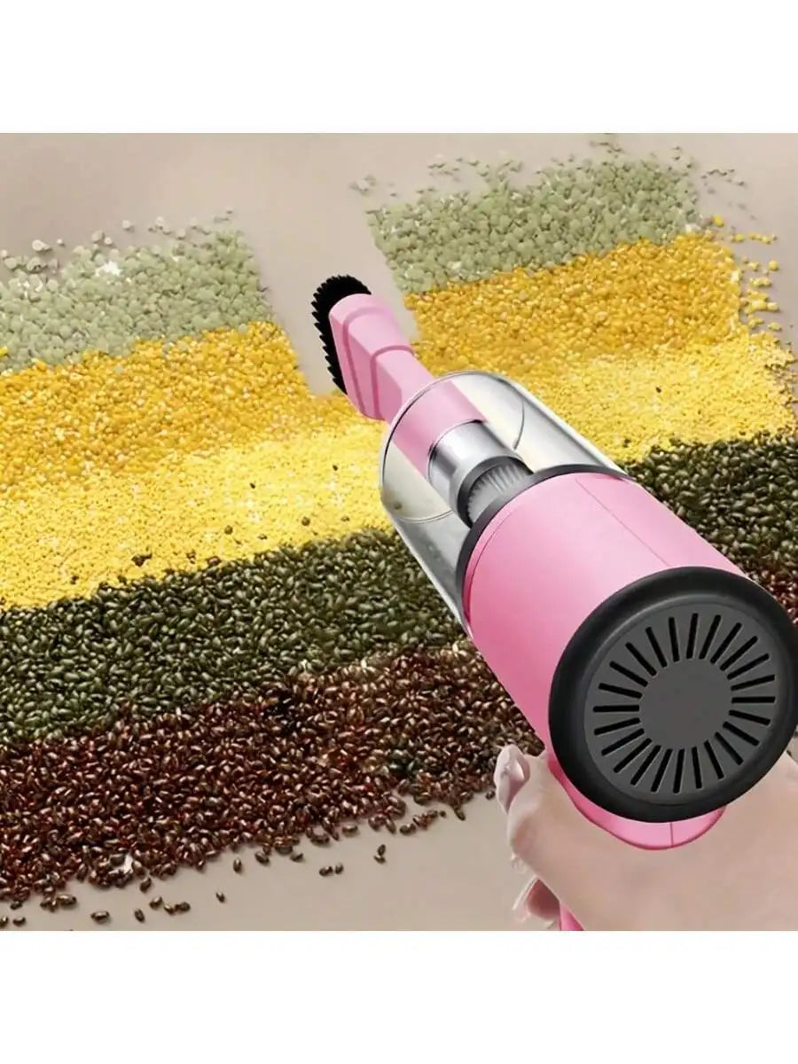 Compact 12V Portable Car Vacuum with LED Light & Washable Filter
