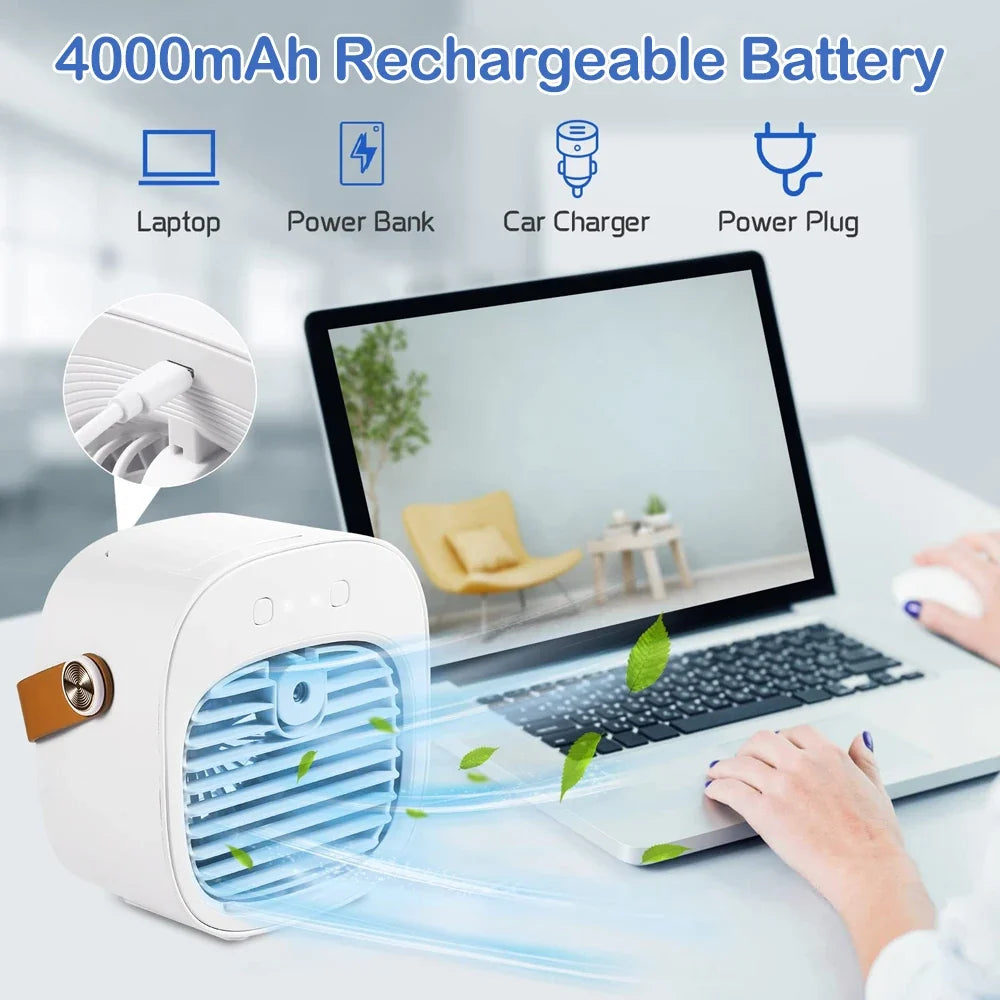 BreezeBuddy Rechargeable Mini Air Cooler – Portable Personal Fan for Travel & Home