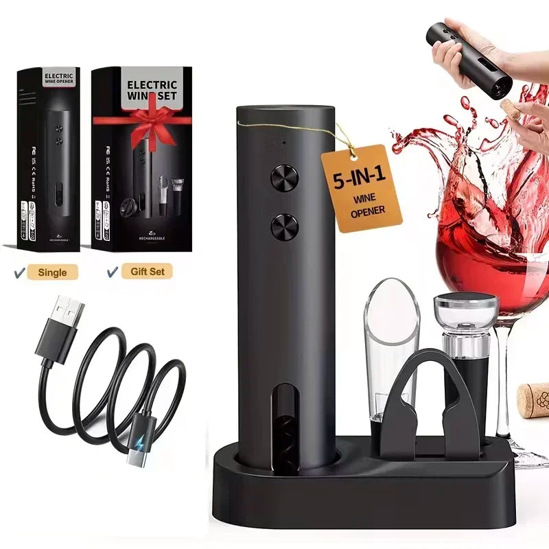 Effortless Wine Opening Set – Rechargeable Electric Corkscrew