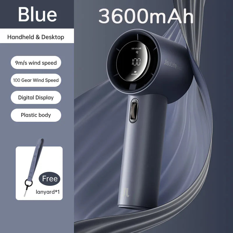 BreezeBuddy Mini Handheld Fan | Rechargeable & Ultra-Portable with 100 Speed Settings