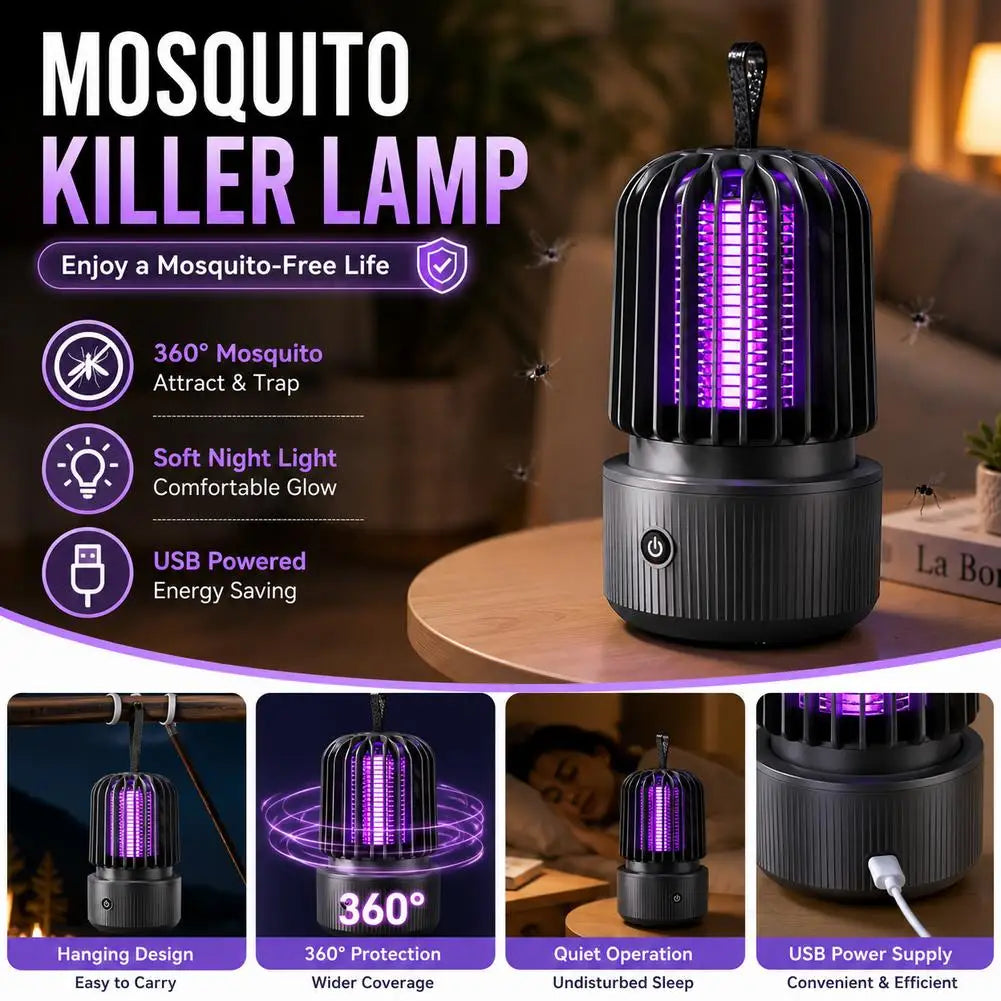 InsectGuard USB Bug Zapper – 360° Light Trap for Home Use
