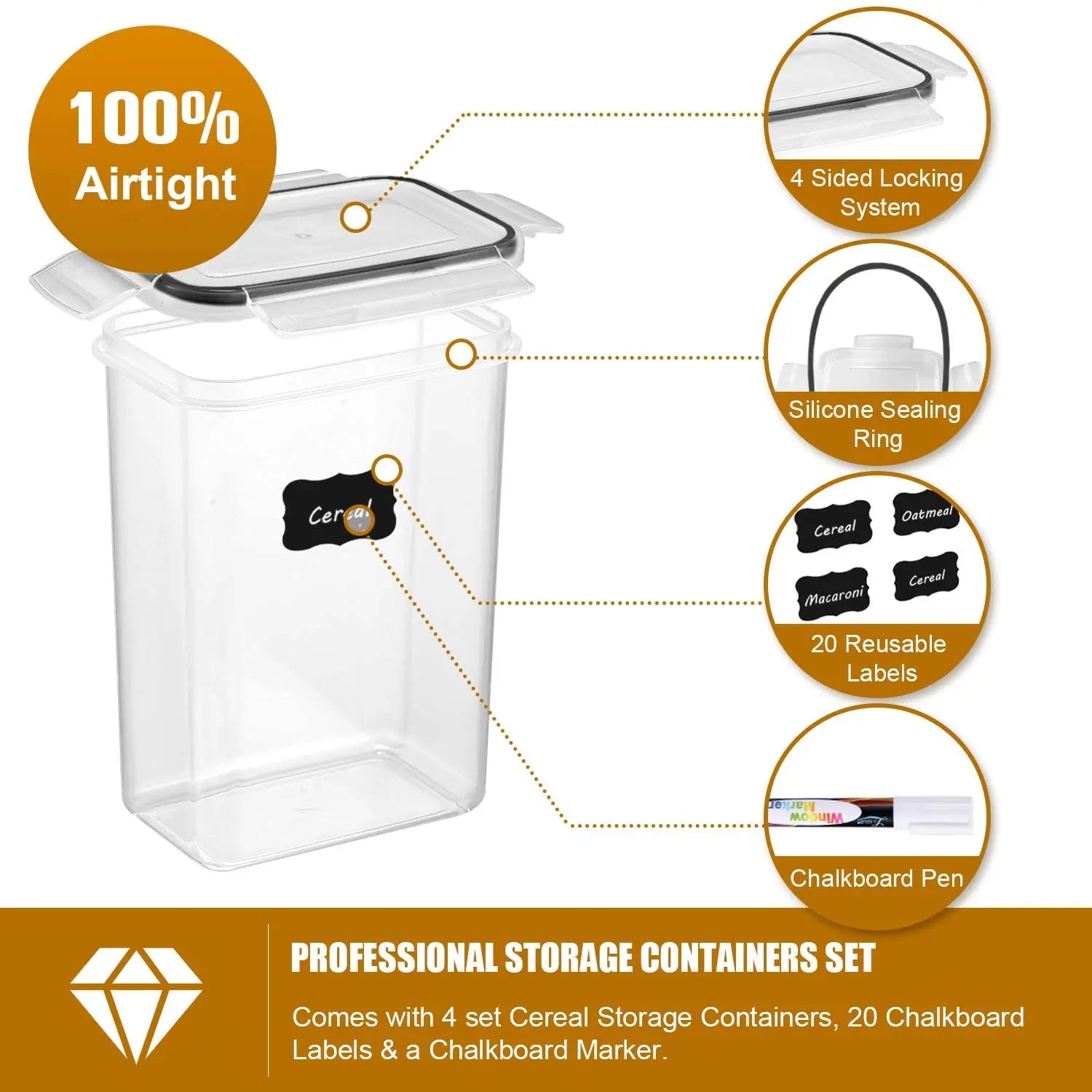 7-Piece BPA-Free Airtight Food Storage Container Set with Labels