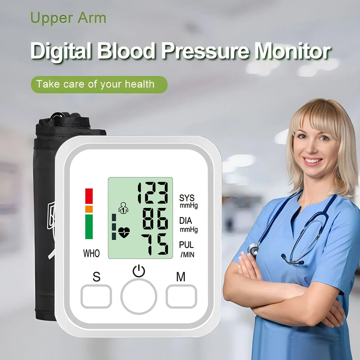 SmartLife Automatic Upper Arm Blood Pressure Tracker – User-Friendly Digital Monitor for Home Health Checks