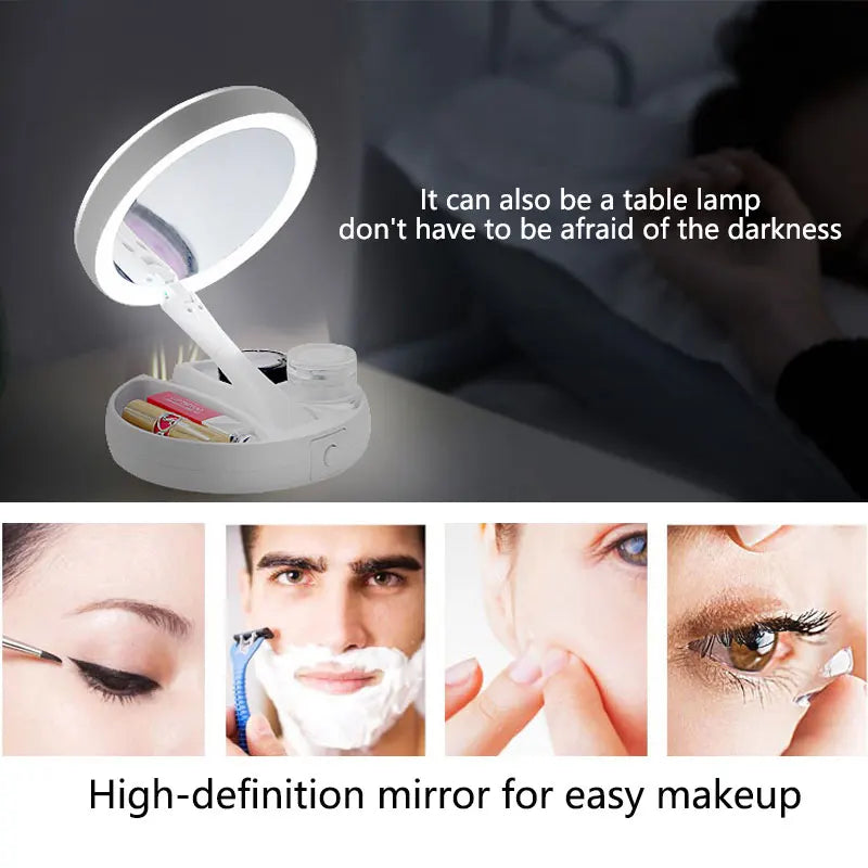 LuxeView 10X Illuminated Makeup Mirror – Portable & Rechargeable