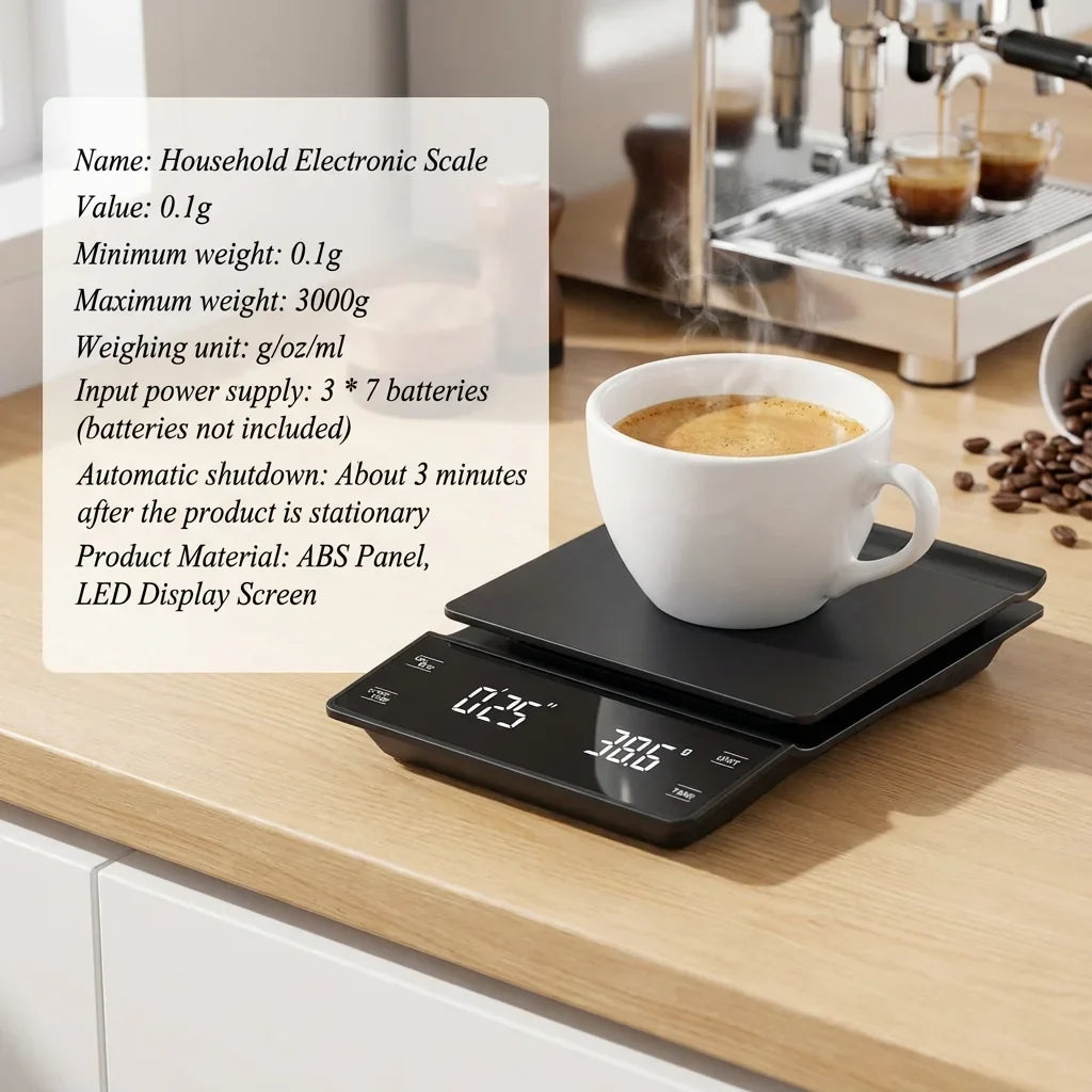 Precision Digital Coffee Scale with Timer & LCD Display