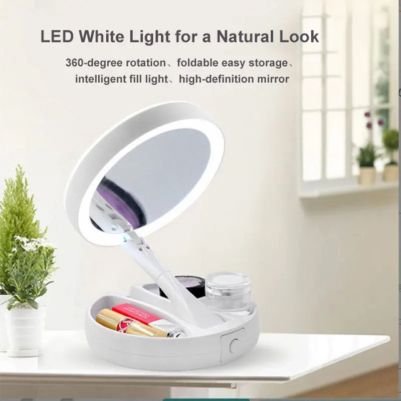 LuxeView 10X Illuminated Makeup Mirror – Portable & Rechargeable