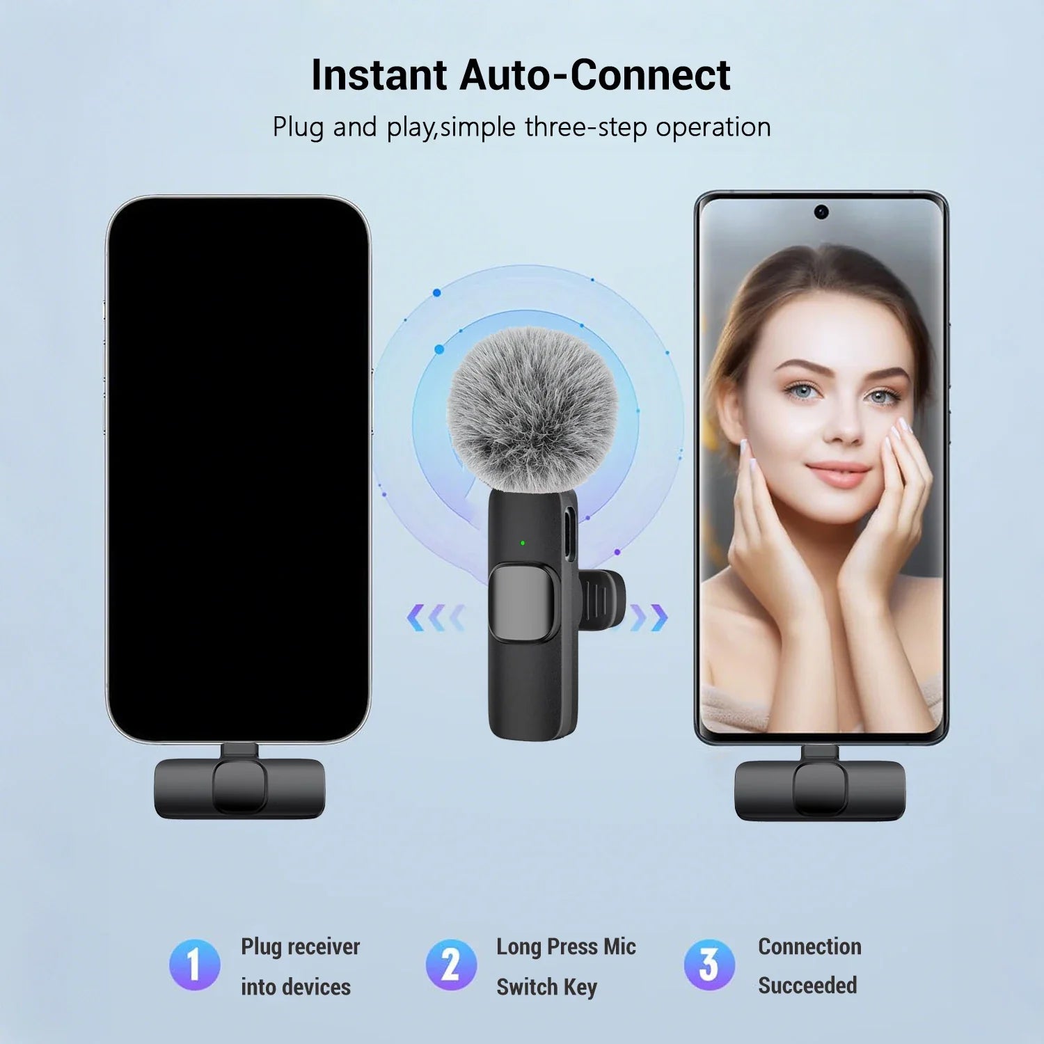 Clip-On Wireless Microphone – USB-C Lavalier Mic for Seamless Audio