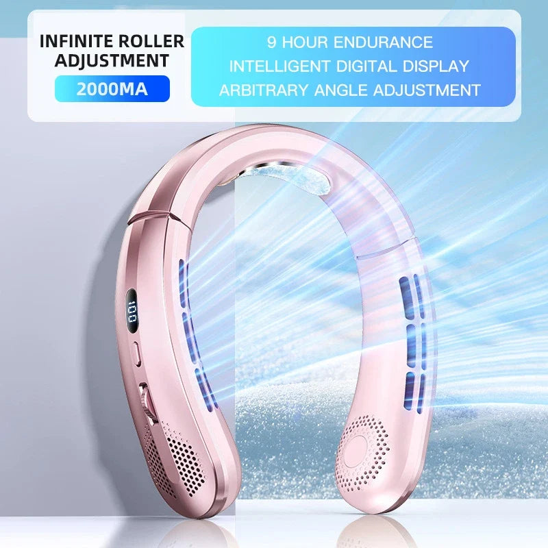 BreezeBand Rechargeable Hands-Free Neck Fan | 8000mAh Portable Cooling Solution