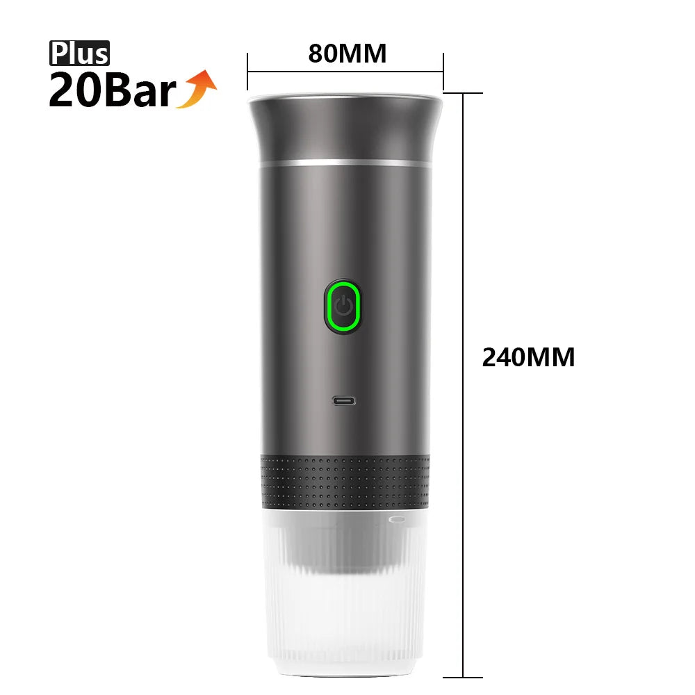 Compact Wireless Espresso Brewer | 20-Bar Pressure & USB Rechargeable
