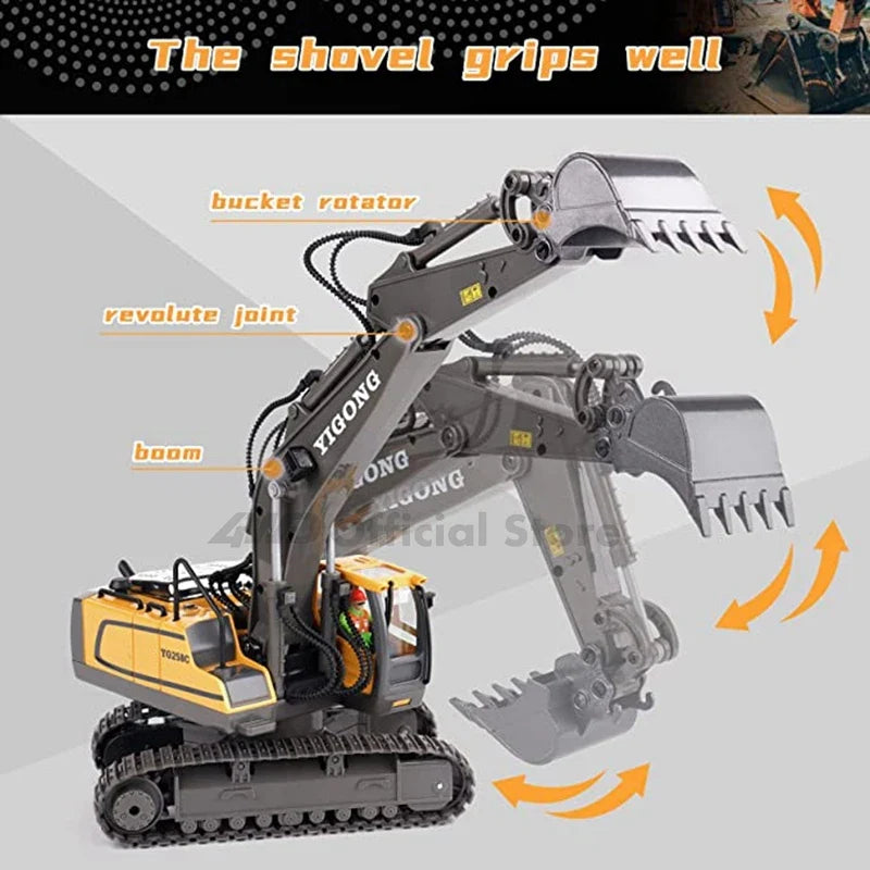 Alloy 4WD Remote-Controlled Excavator & Dump Truck Set