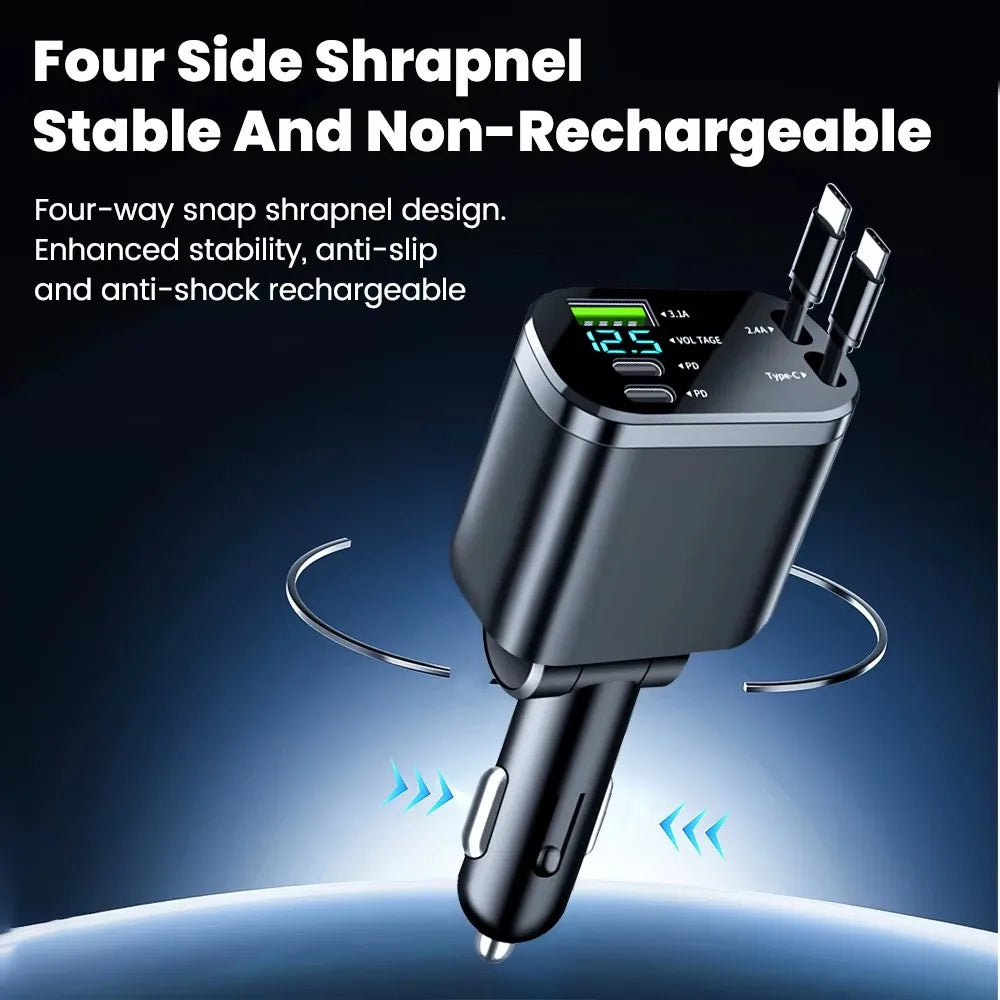Versatile 5-in-1 Vehicle Charger with USB-C Fast Charge
