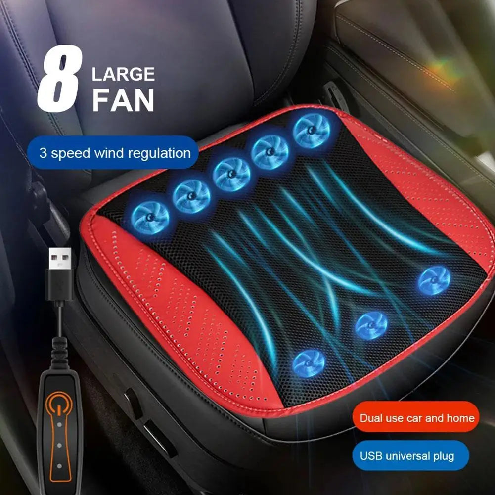 BreezyDrive Car Seat Cooler with 5 Adjustable Fans – USB-Powered Ventilated Cushion for Summer Comfort
