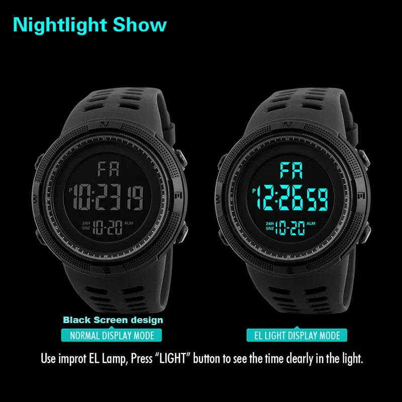 TitanPro Men's Luminous Digital Sports Watch – 50mm Bold Display