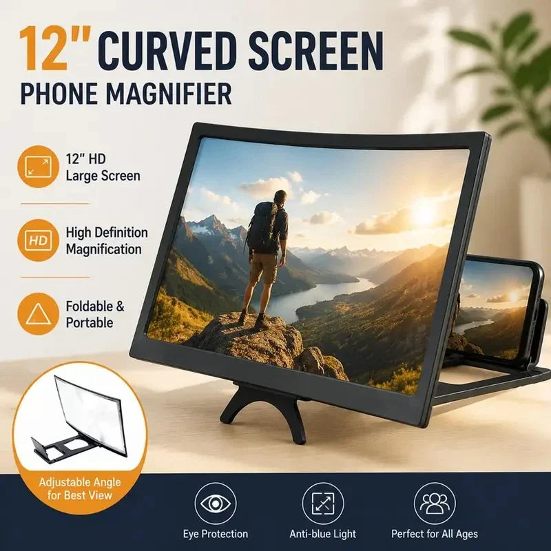 Spectra 12-Inch Curved Smartphone Screen Enhancer – Foldable Viewing Solution for Movies and Videos