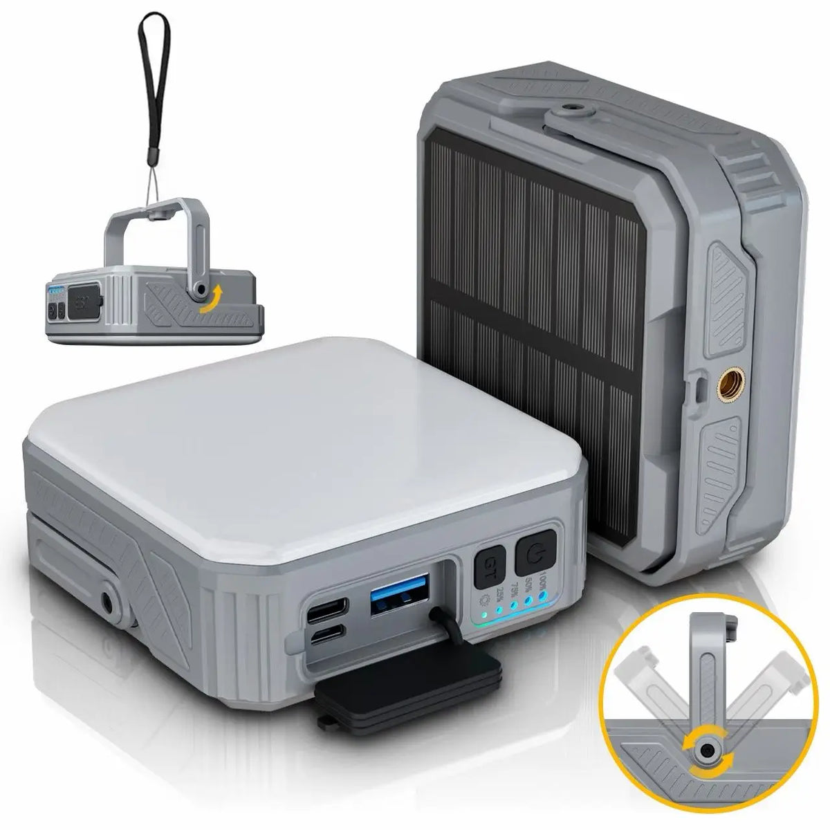 SunCharge Pro 15W Solar Power Bank with Integrated Lighting
