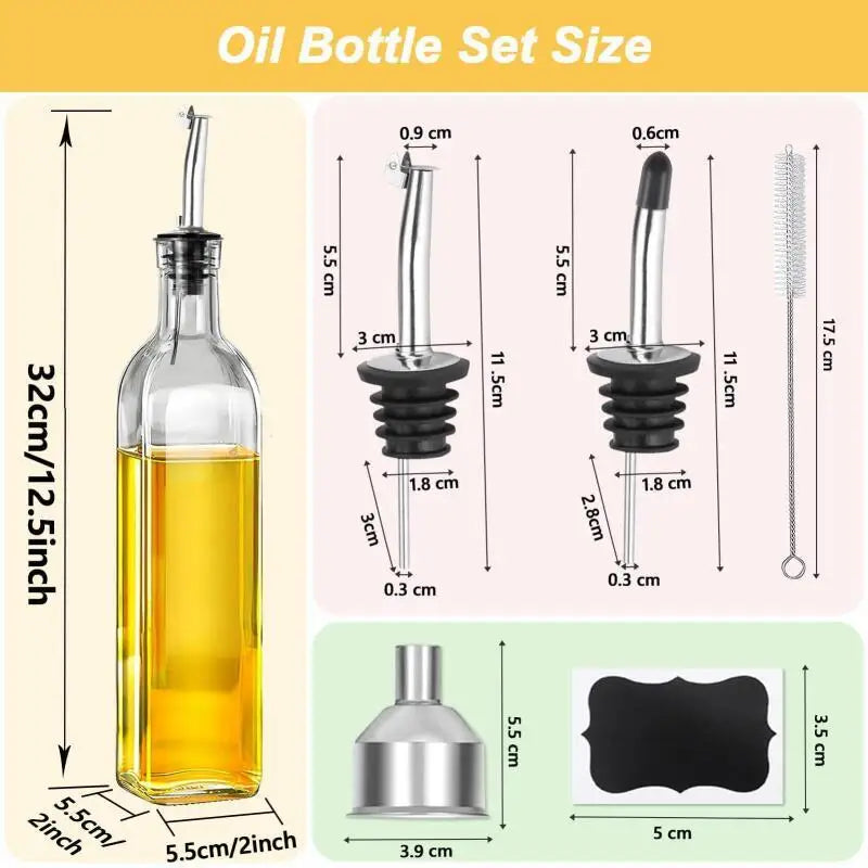 SmartPour 500ml Glass Oil Dispenser with Controlled Spout