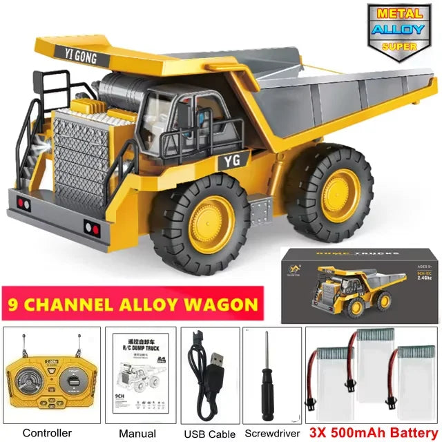 Alloy 4WD Remote-Controlled Excavator & Dump Truck Set
