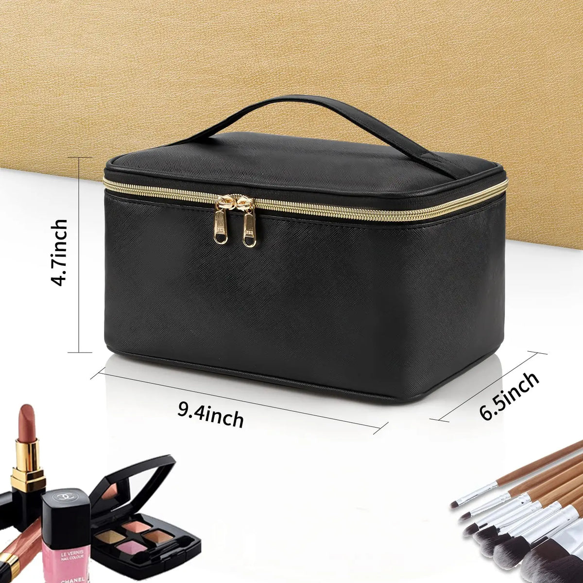 Voyager Deluxe Travel Makeup Organizer – Spacious PU Leather Case with Smart Compartments