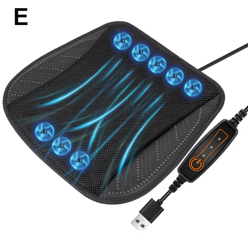BreezyDrive Car Seat Cooler with 5 Adjustable Fans – USB-Powered Ventilated Cushion for Summer Comfort