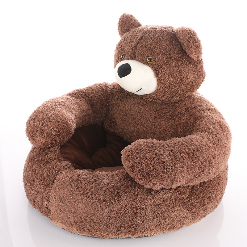 Cozy Bear-Inspired Plush Dog Bed for Winter Comfort