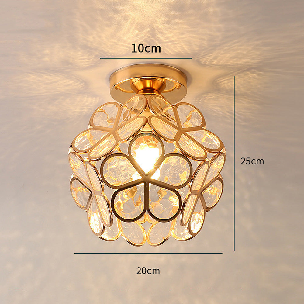 Flower Patterned Glass Ceiling Light Fixture