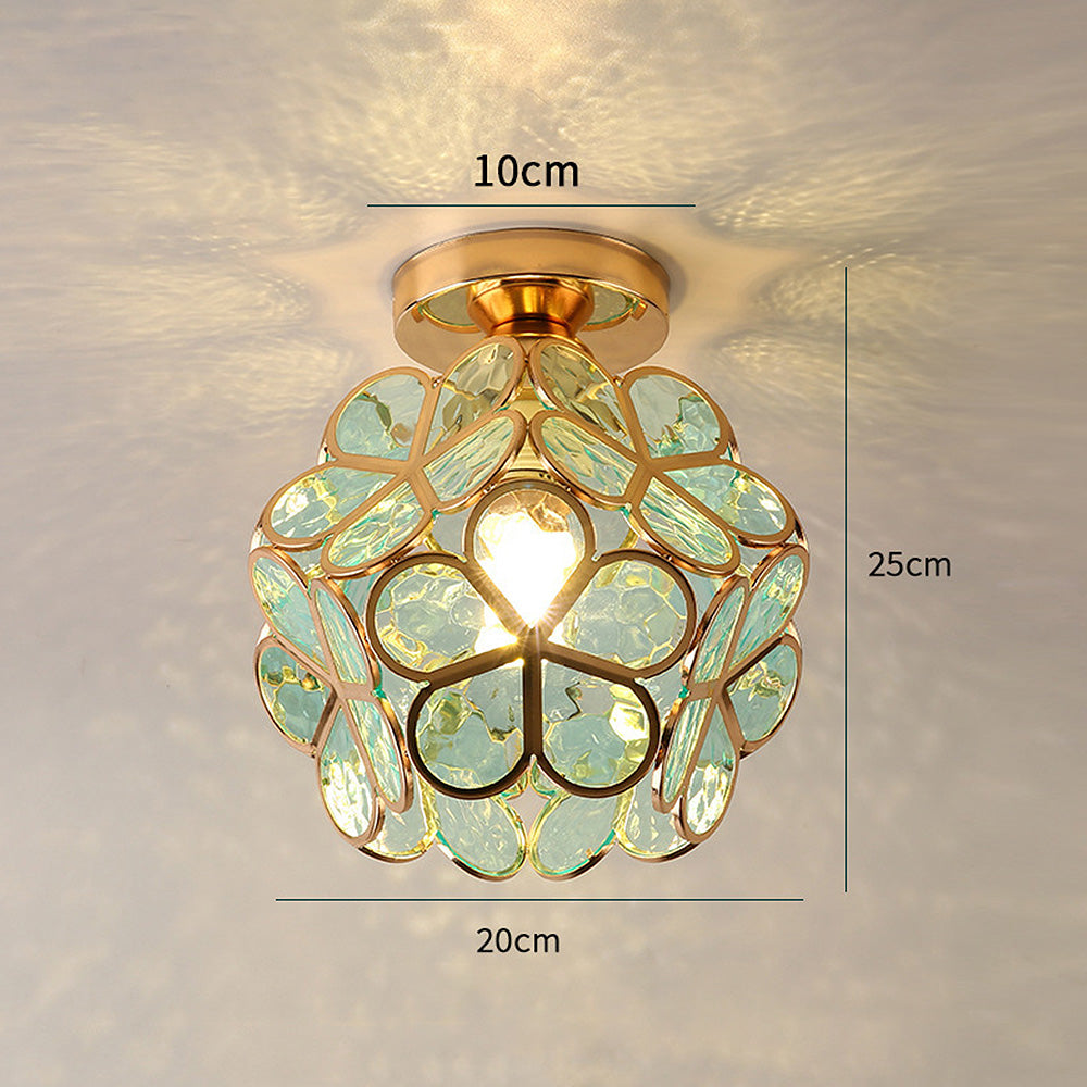 Flower Patterned Glass Ceiling Light Fixture