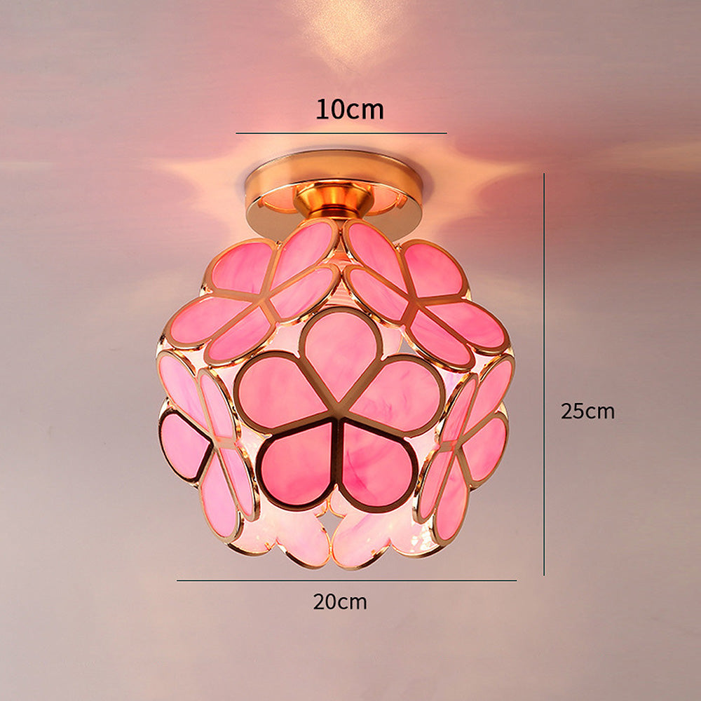 Flower Patterned Glass Ceiling Light Fixture
