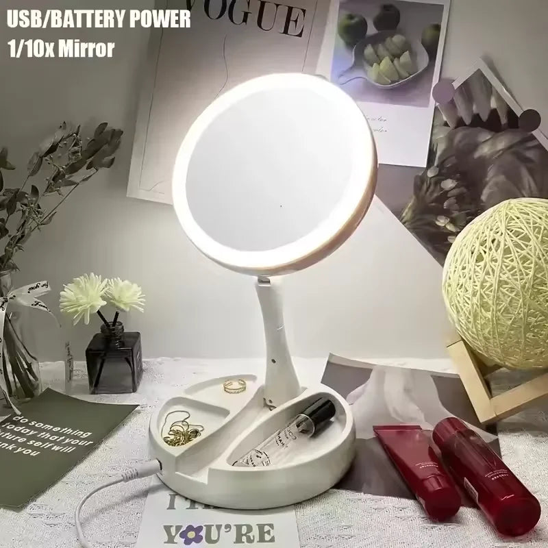 LuxeView 10X Illuminated Makeup Mirror – Portable & Rechargeable